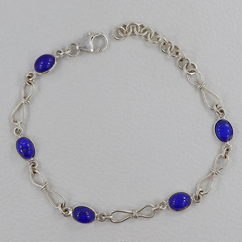 Natural Lapis Lazuli Silver Bracelets