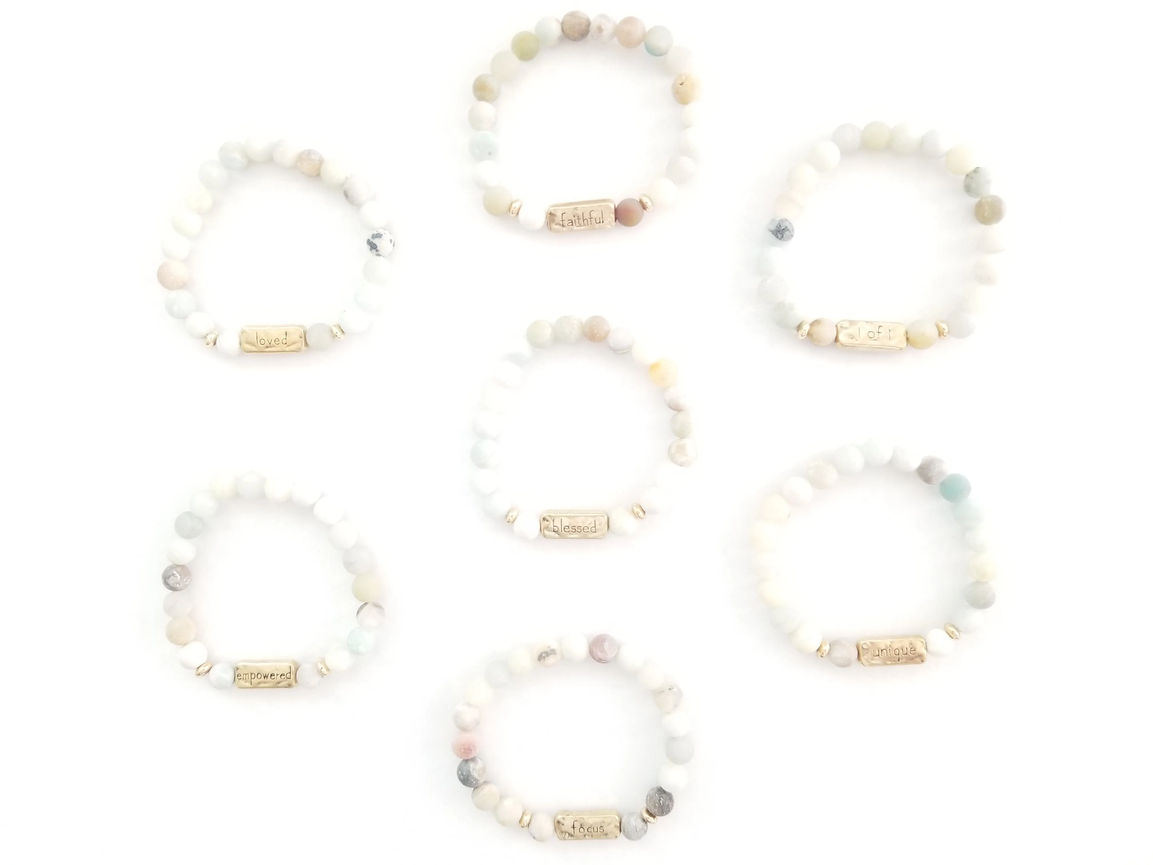 Natural Stone Handmade Inspirational Charm Bracelet