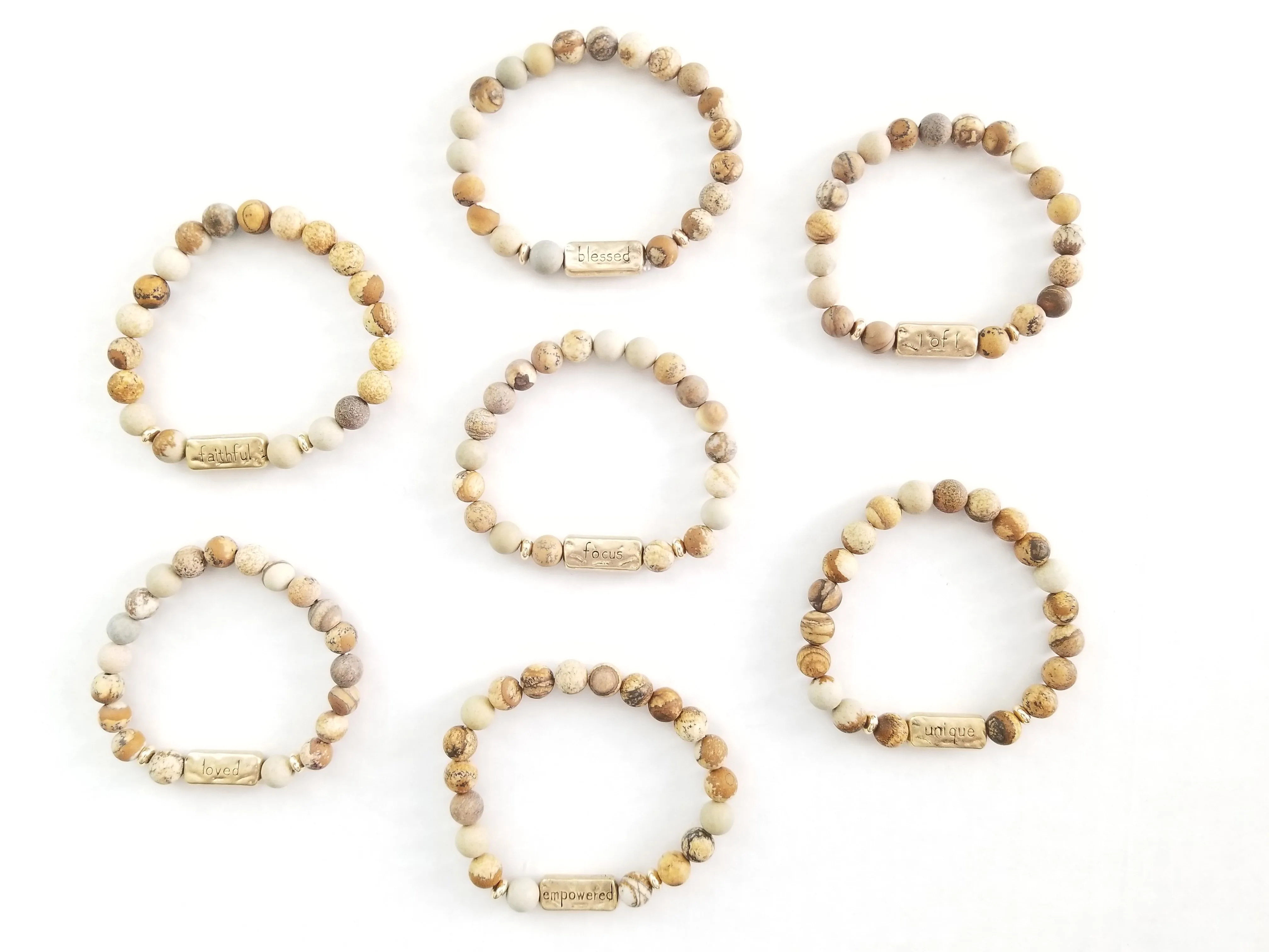 Natural Stone Handmade Inspirational Charm Bracelet