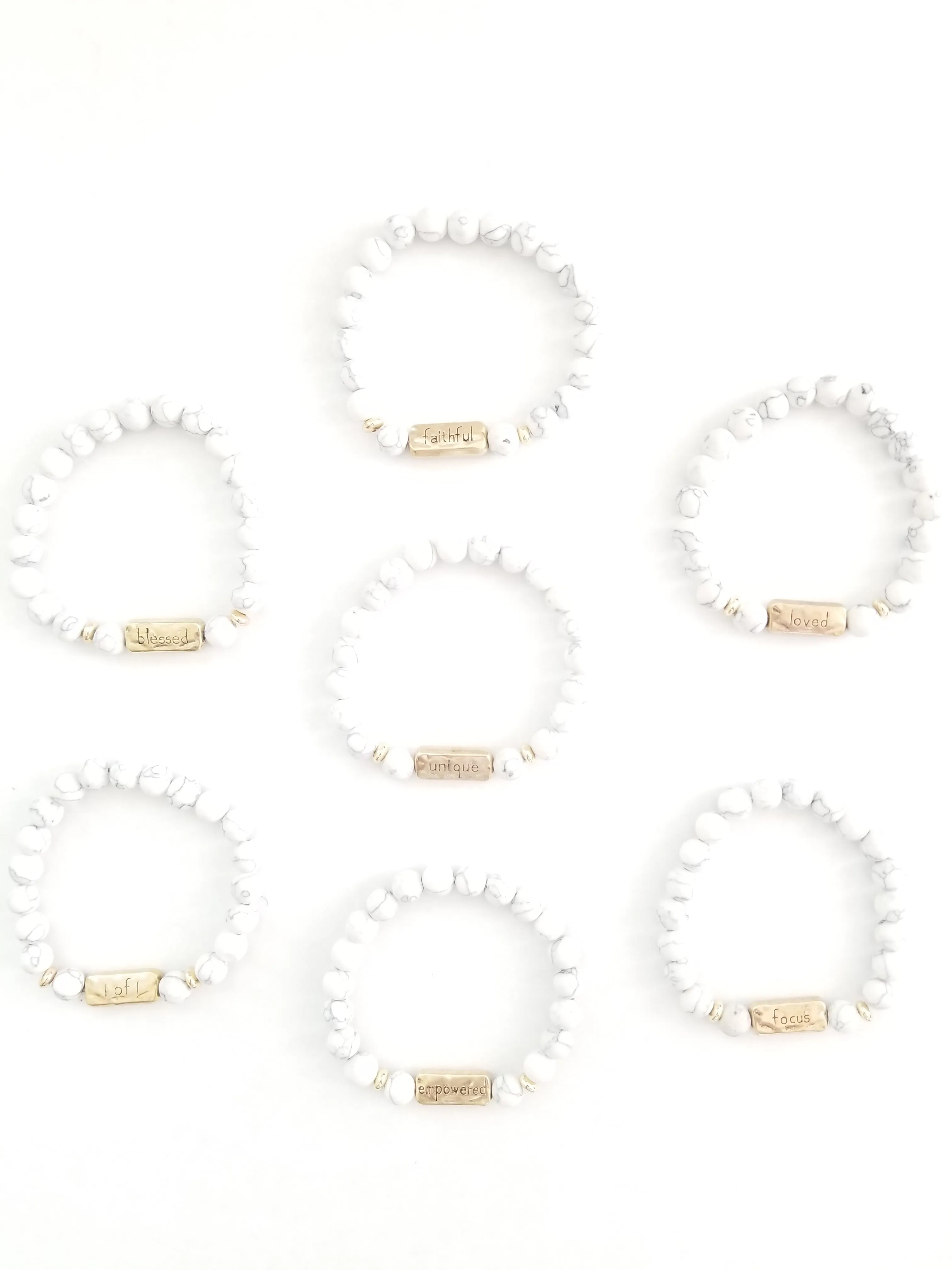 Natural Stone Handmade Inspirational Charm Bracelet