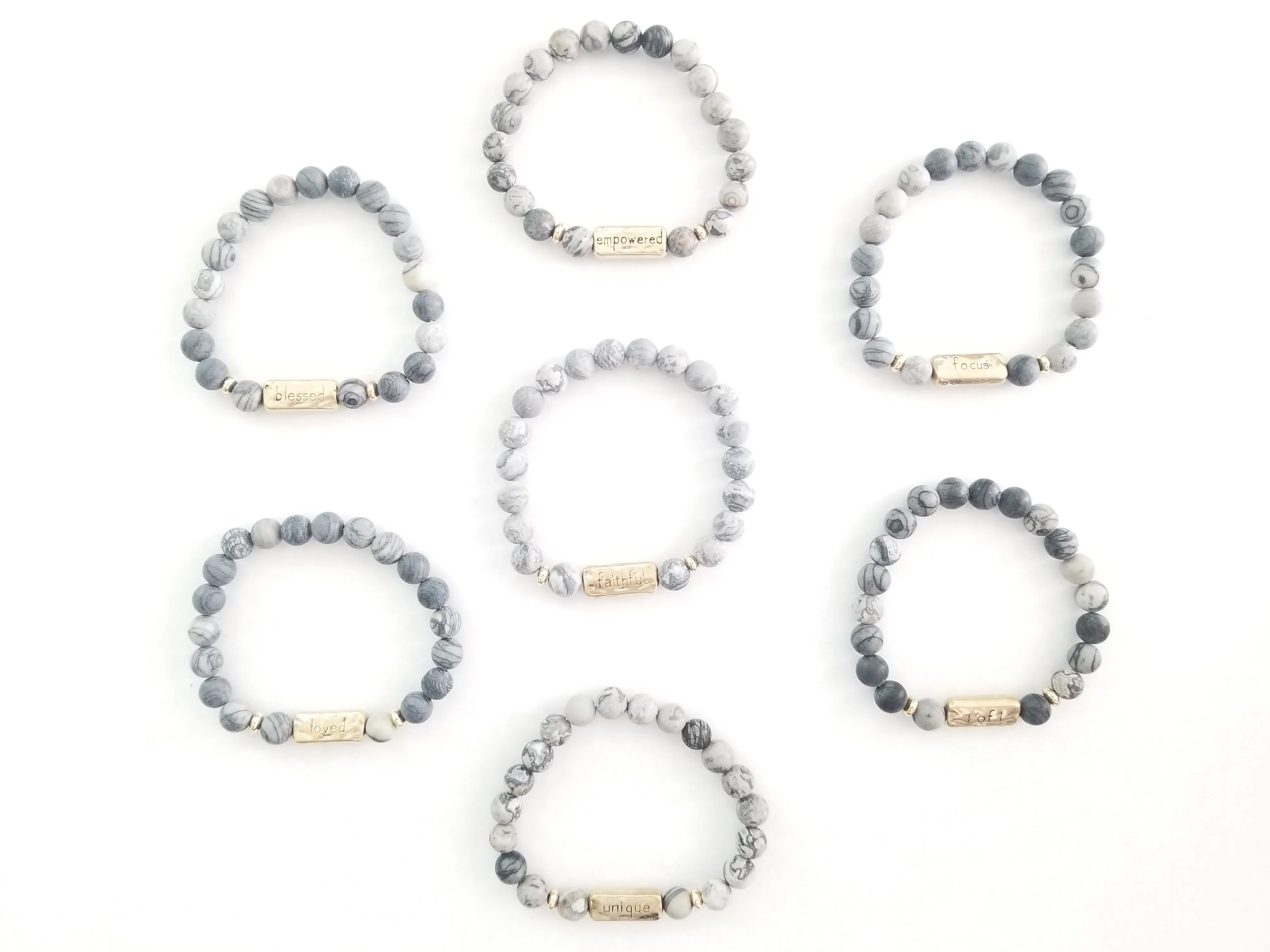 Natural Stone Handmade Inspirational Charm Bracelet
