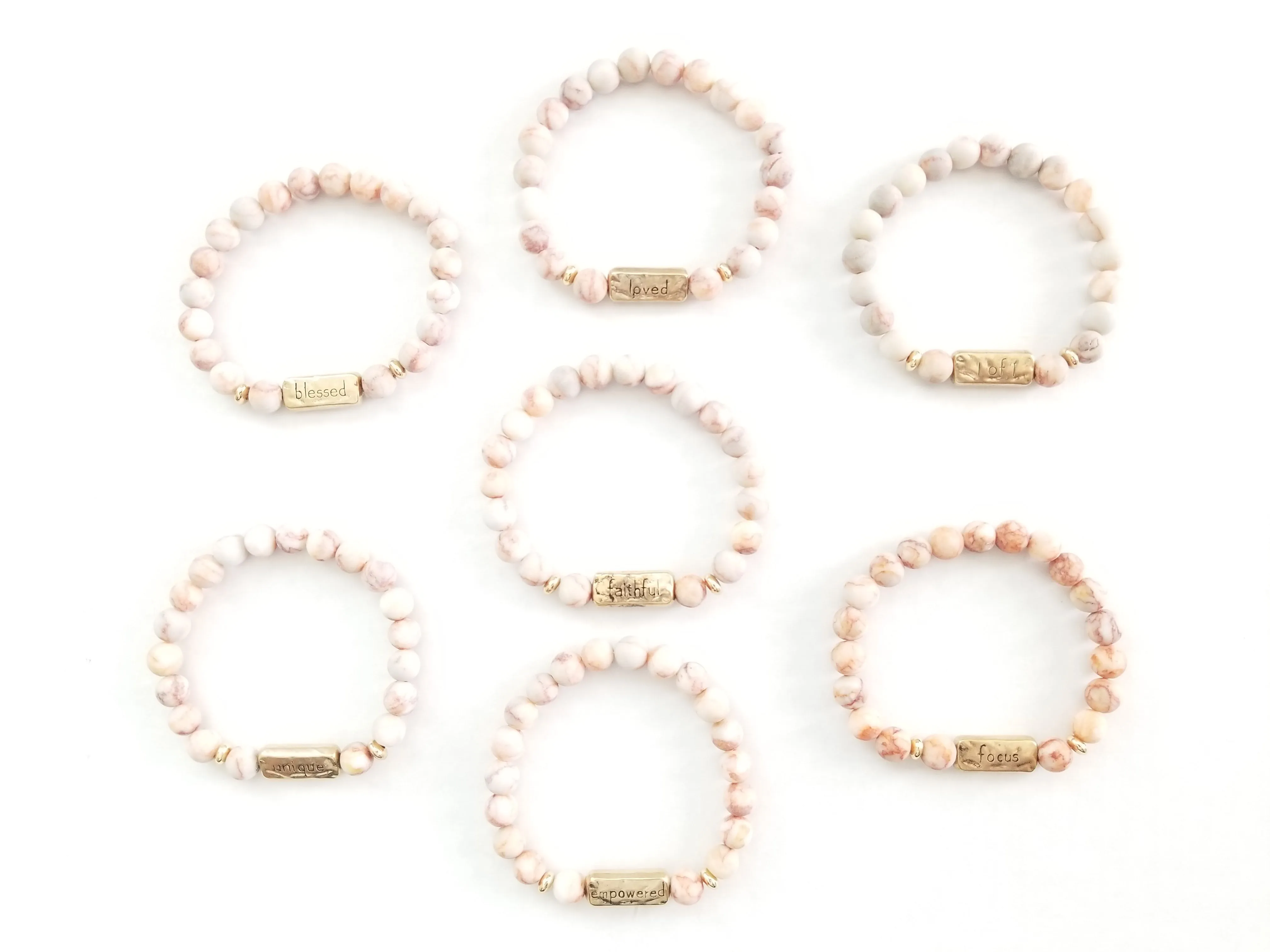 Natural Stone Handmade Inspirational Charm Bracelet
