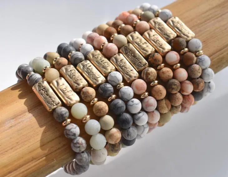 Natural Stone Handmade Inspirational Charm Bracelet