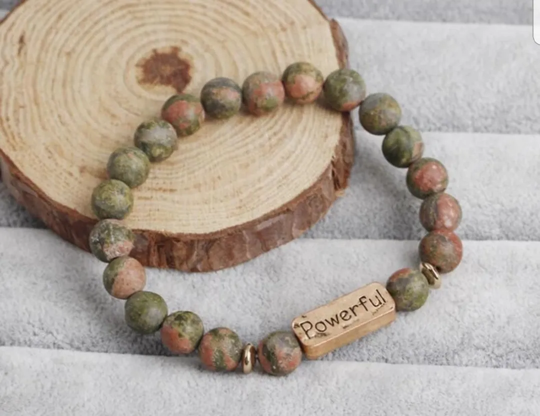 Natural Stone Handmade Inspirational Charm Bracelet