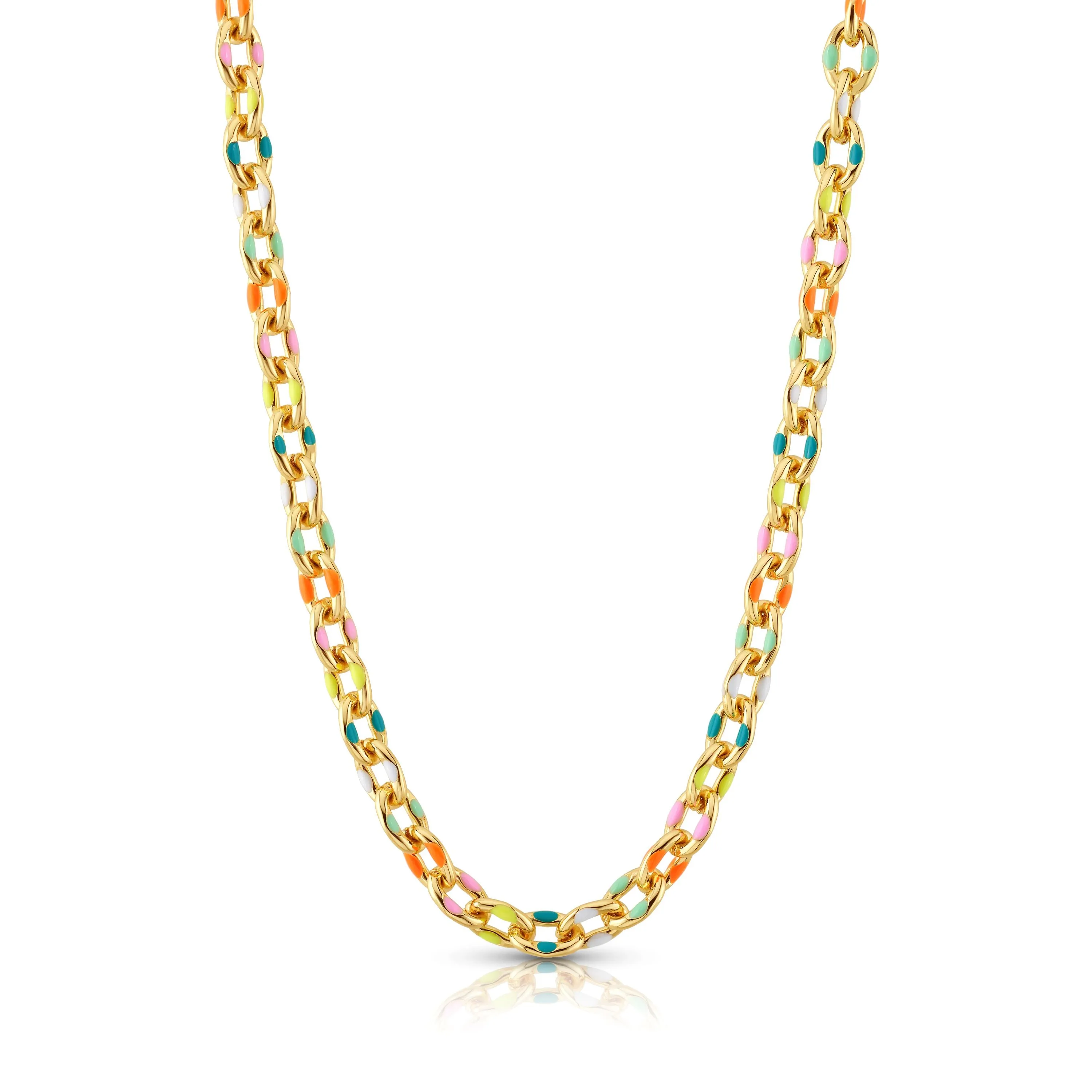 NEON FUN PAPERCLIP CHAIN, GOLD BRSS