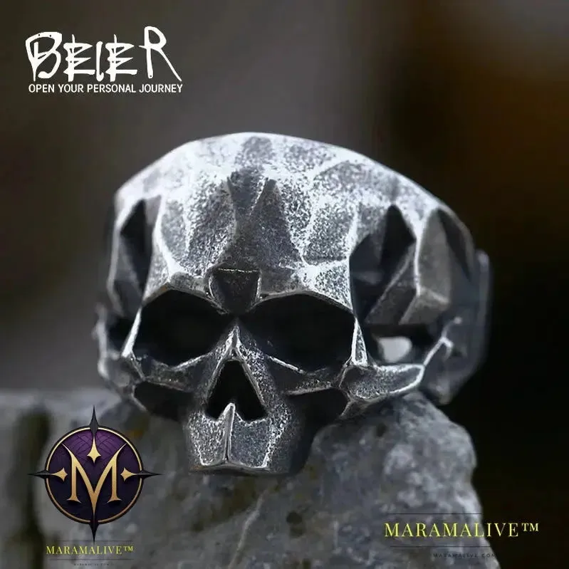 New Creative Design 316L Stainless Steel Skull Ring For Men Biker Hip Hop Men's Ring