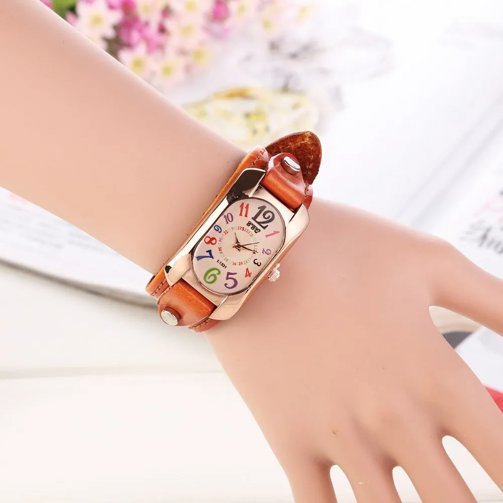 New Fashion women dress watches quartz watches casual Clock wristwatch genuine leather strap watches montre femme