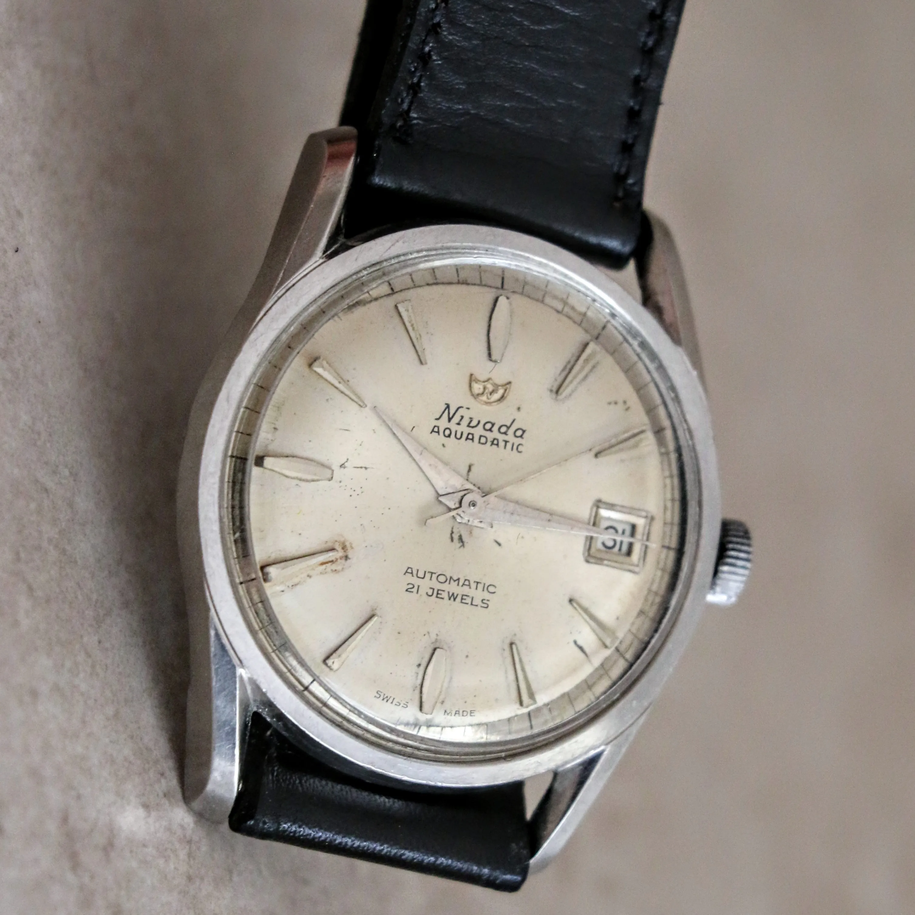 NIVADA Aquadatic Automatic Watch 21 Jewels Cal. ETA 2452 Swiss Made Wristwatch
