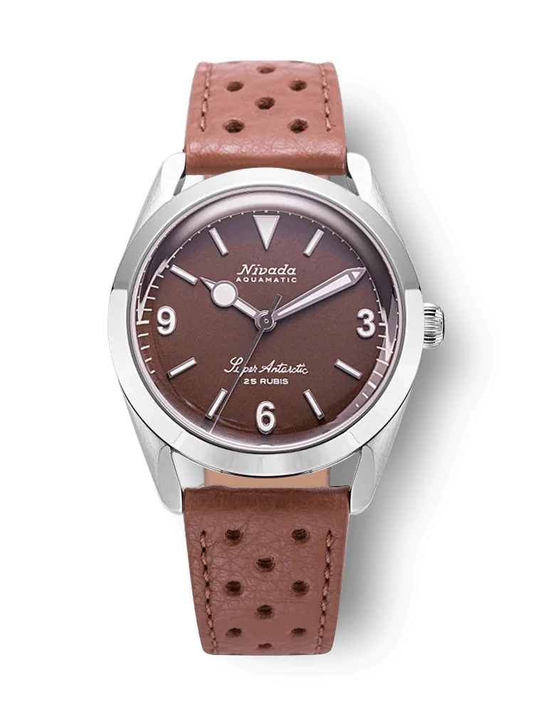 Nivada Grenchen Super Antarctic 3.6.9 Brown No Vintage Effect - White Luminous Men's Automatic Watch