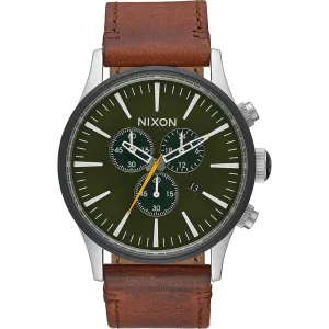 Nixon Sentry Brown Leather Chronograph Men's Watch Men's Watch A405-2334