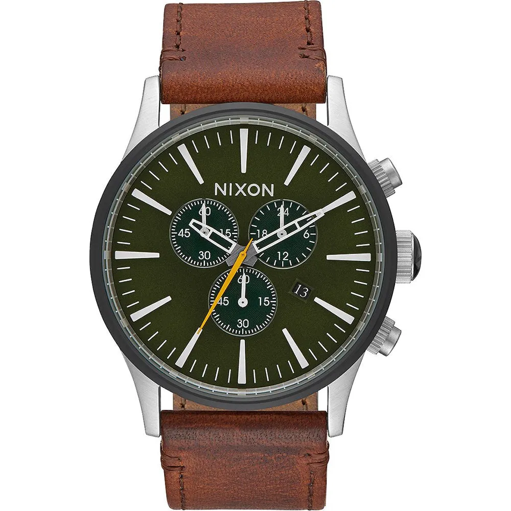Nixon Sentry Brown Leather Chronograph Men's Watch Men's Watch A405-2334