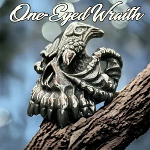 One-Eyed Wraith - Skull Ring with Fangs & Talon in One Eye (#125)