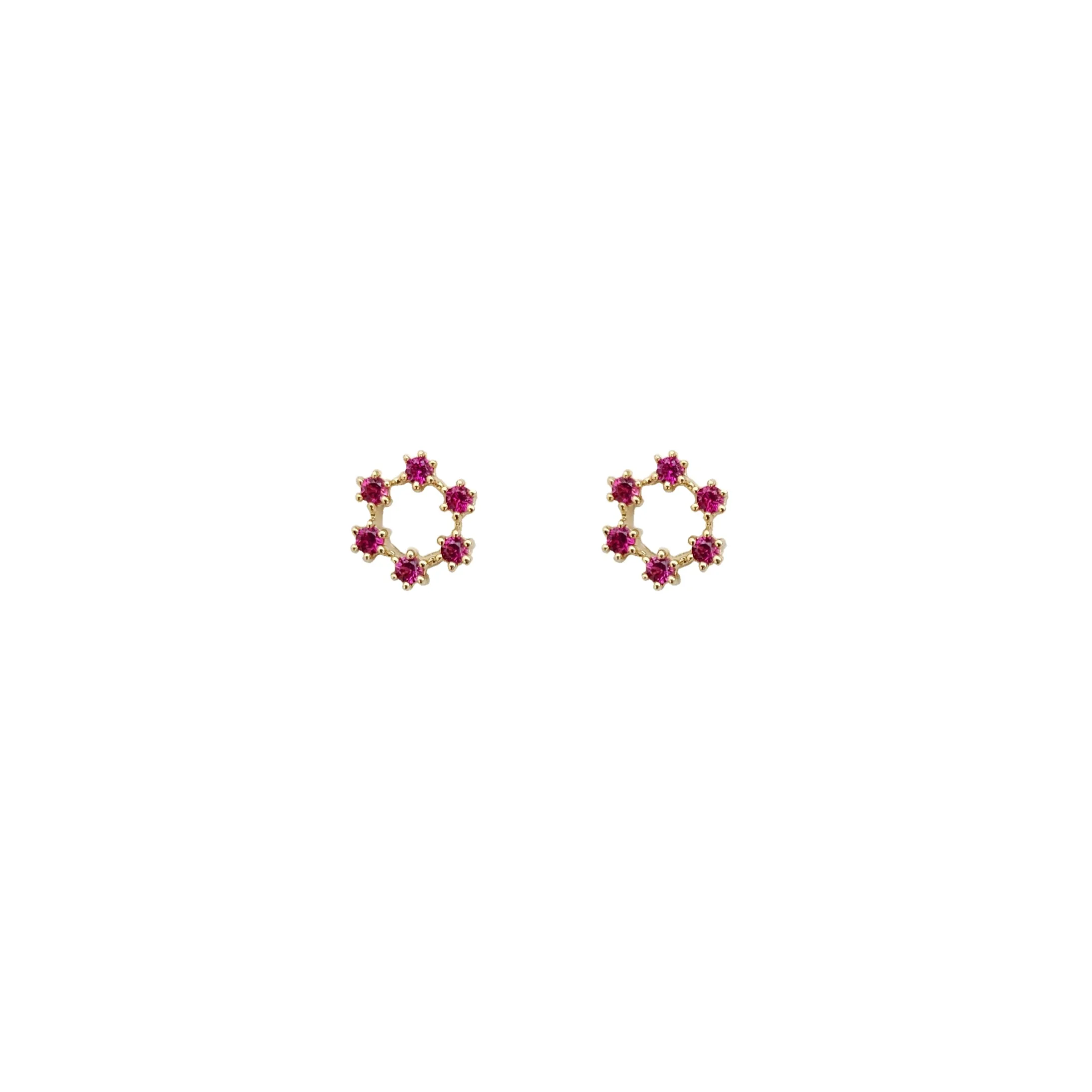 Open Circle Zirconia Stud Earrings (14K)