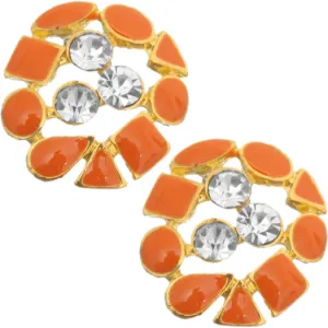 Orange Rhinestone Multi-Shape Post Earrings