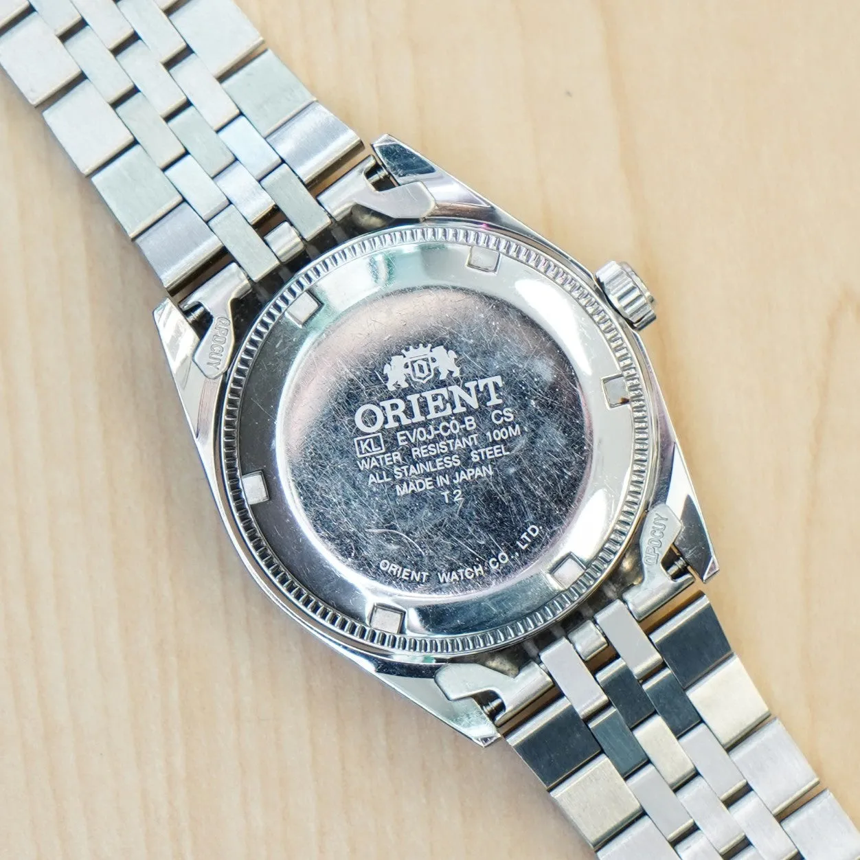 ORIENT Automatic Sapphire Watch President Oyster Ref. EV0J-C0-B Wristwatch Blue & Diamond Dial