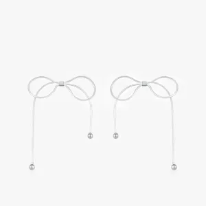 Oversized Chain Bowknot Charm Stud Earrings