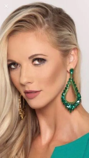 Oversized Cut Out Gold Crystal Teardrop Earrings | 368850