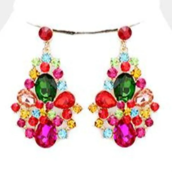 Oversized Multi-Color Crystal Statement Necklace Set