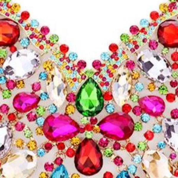Oversized Multi-Color Crystal Statement Necklace Set