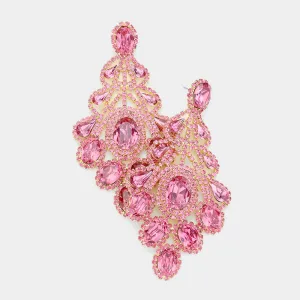 Oversized Pink Crystal Statement Earrings | 529020