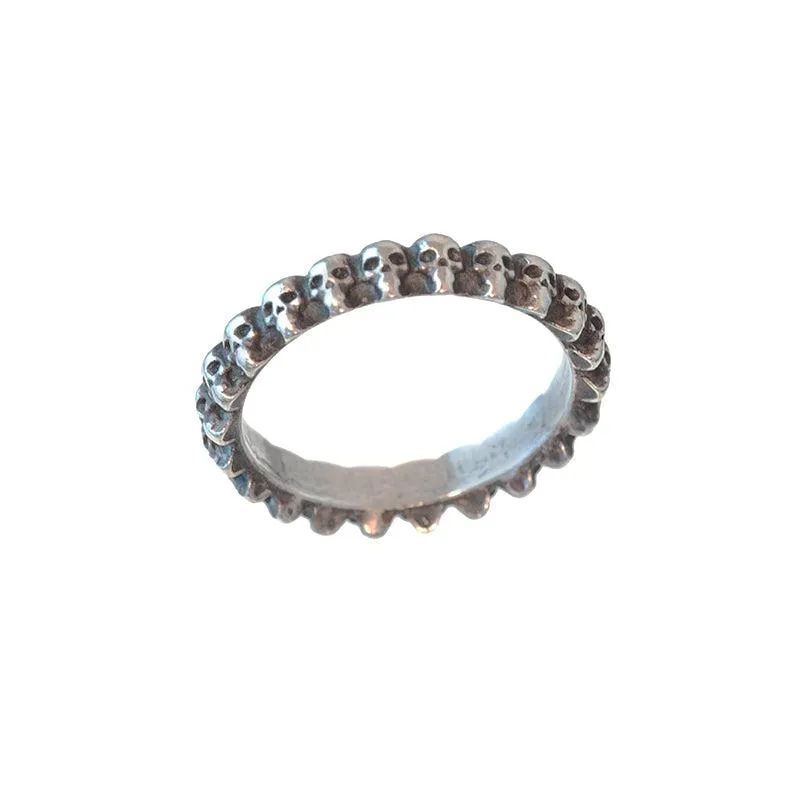 Oxidized Sterling Skull Band Ring