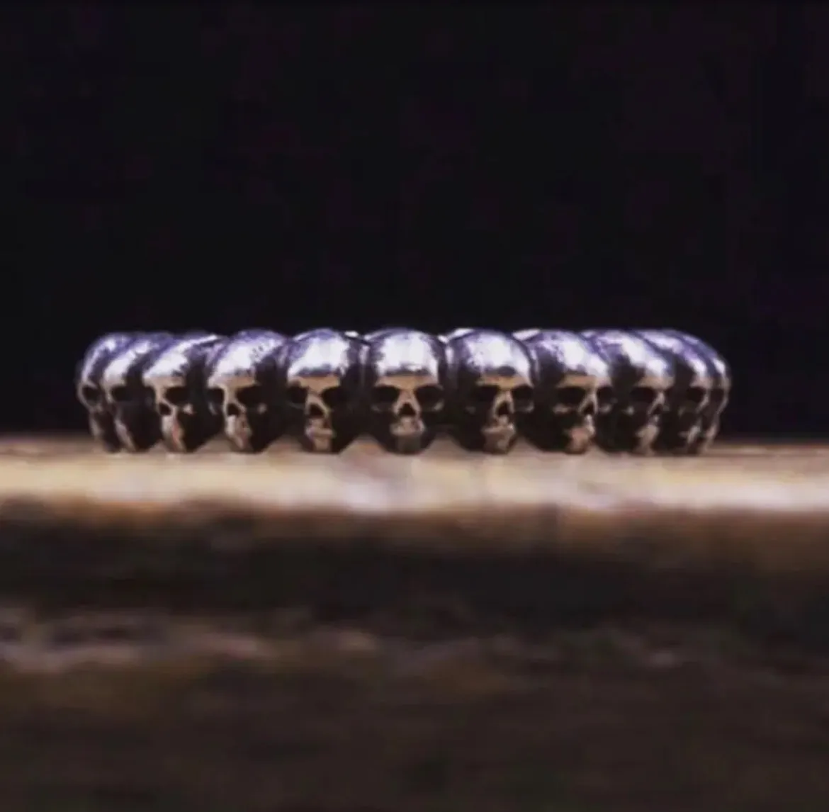 Oxidized Sterling Skull Band Ring