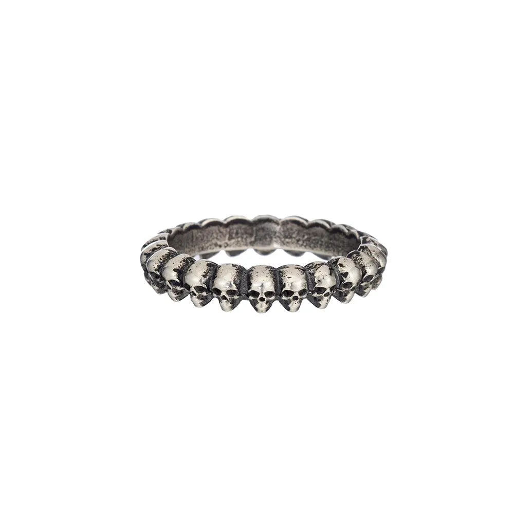 Oxidized Sterling Skull Band Ring
