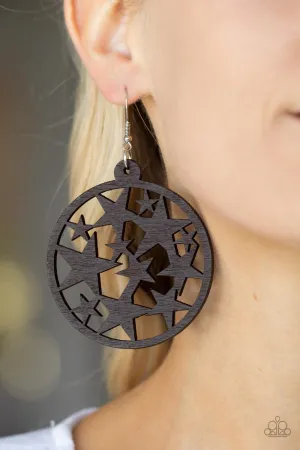 Paparazzi Cosmic Paradise - Brown Wooden Earrings