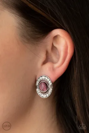 Paparazzi GLOW of Force - Purple Clip-On Earrings