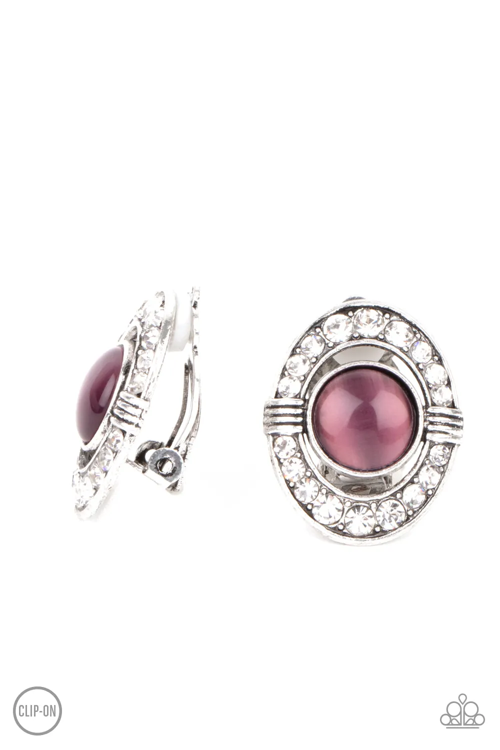Paparazzi GLOW of Force - Purple Clip-On Earrings