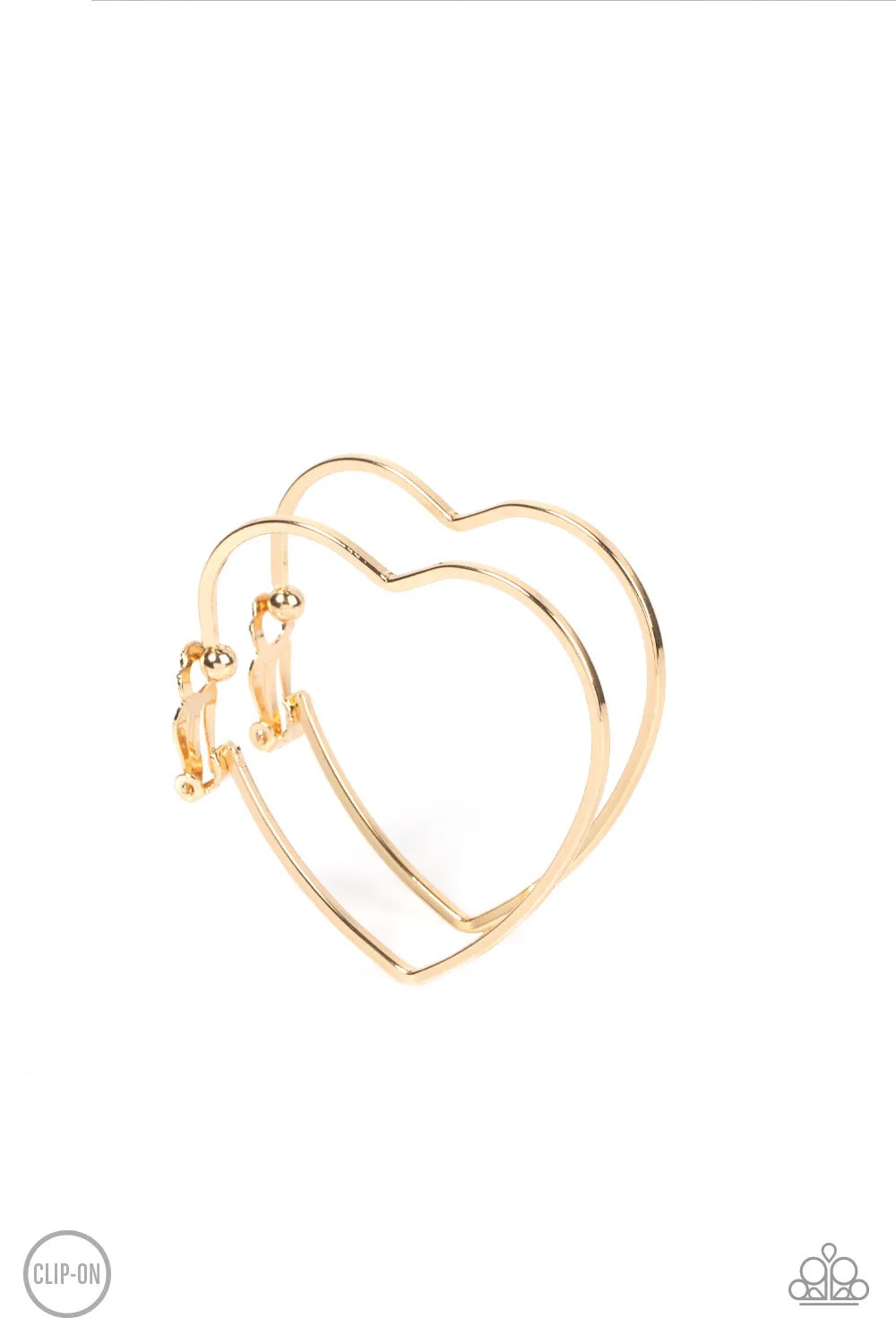 Paparazzi Harmonious Hearts - Gold Clip-On Earrings