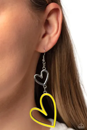 Paparazzi Pristine Pizzazz - Yellow Heart Earrings
