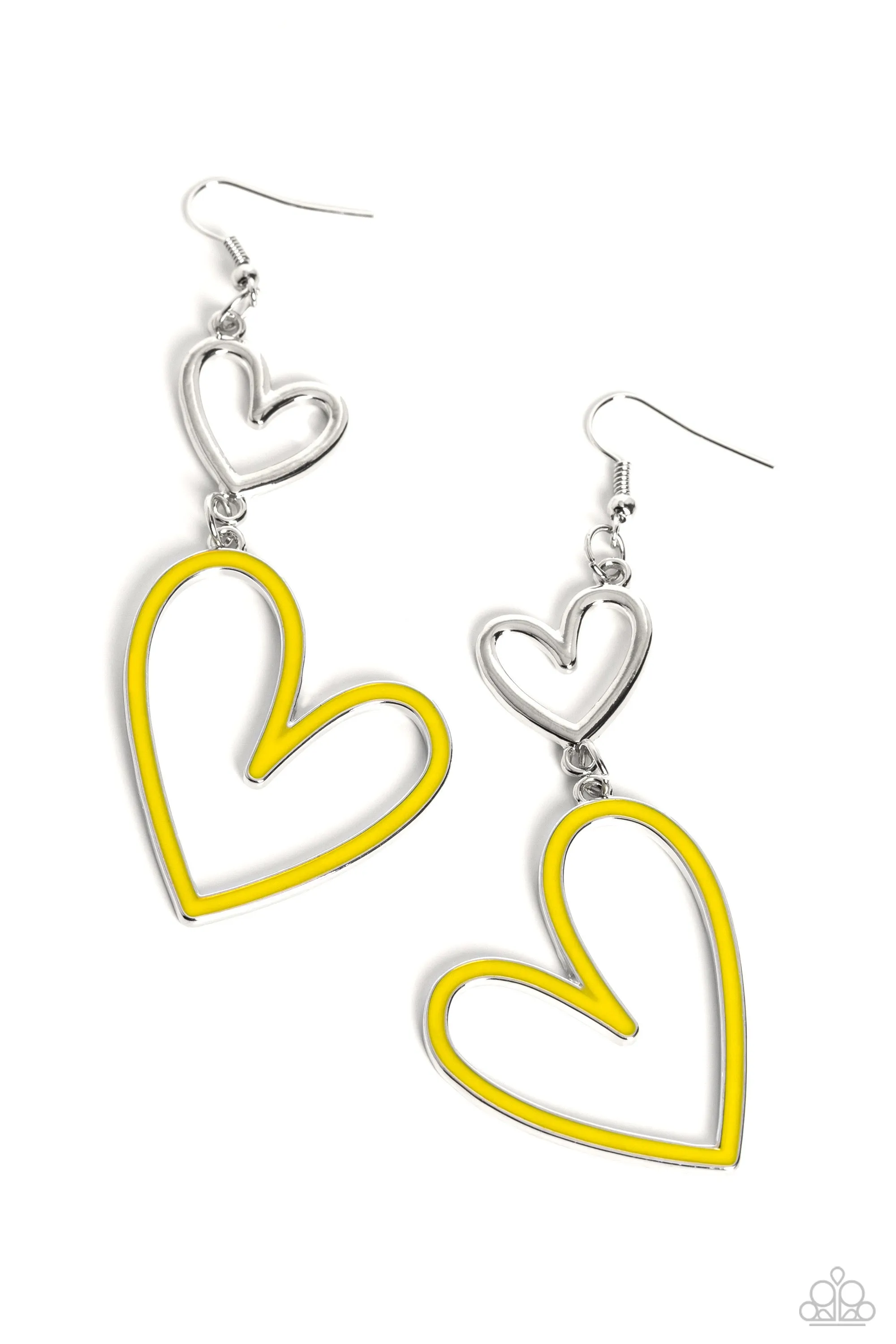 Paparazzi Pristine Pizzazz - Yellow Heart Earrings