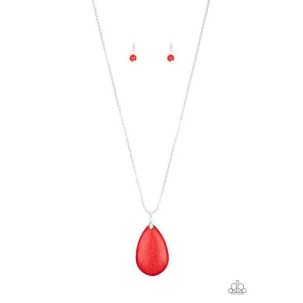 Paparazzi Sedona Sandstone - Red Necklace & Earrings Set