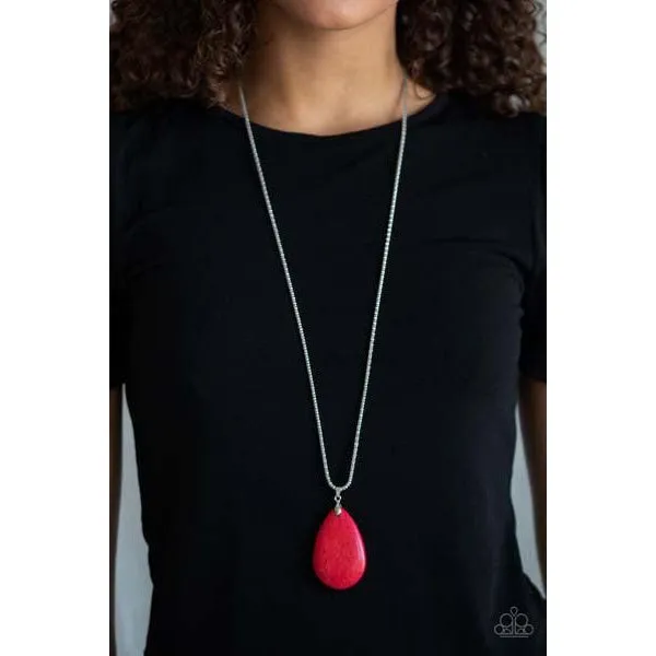 Paparazzi Sedona Sandstone - Red Necklace & Earrings Set