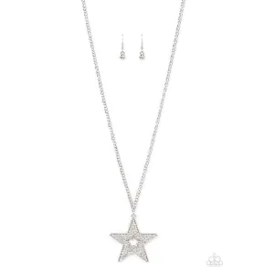 Paparazzi Superstar Stylist White Necklace & Earrings Set
