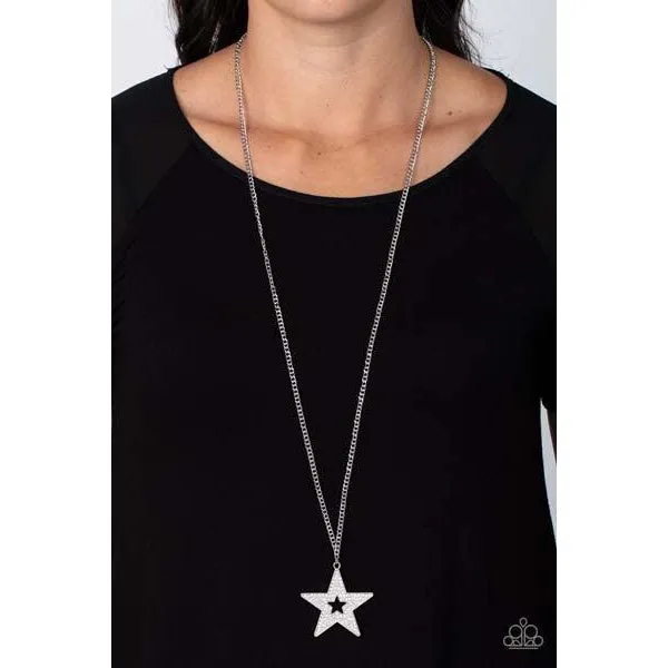 Paparazzi Superstar Stylist White Necklace & Earrings Set