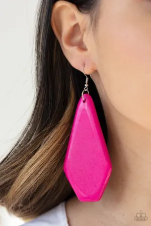 Paparazzi Vacation Ready - Pink Wooden Earrings