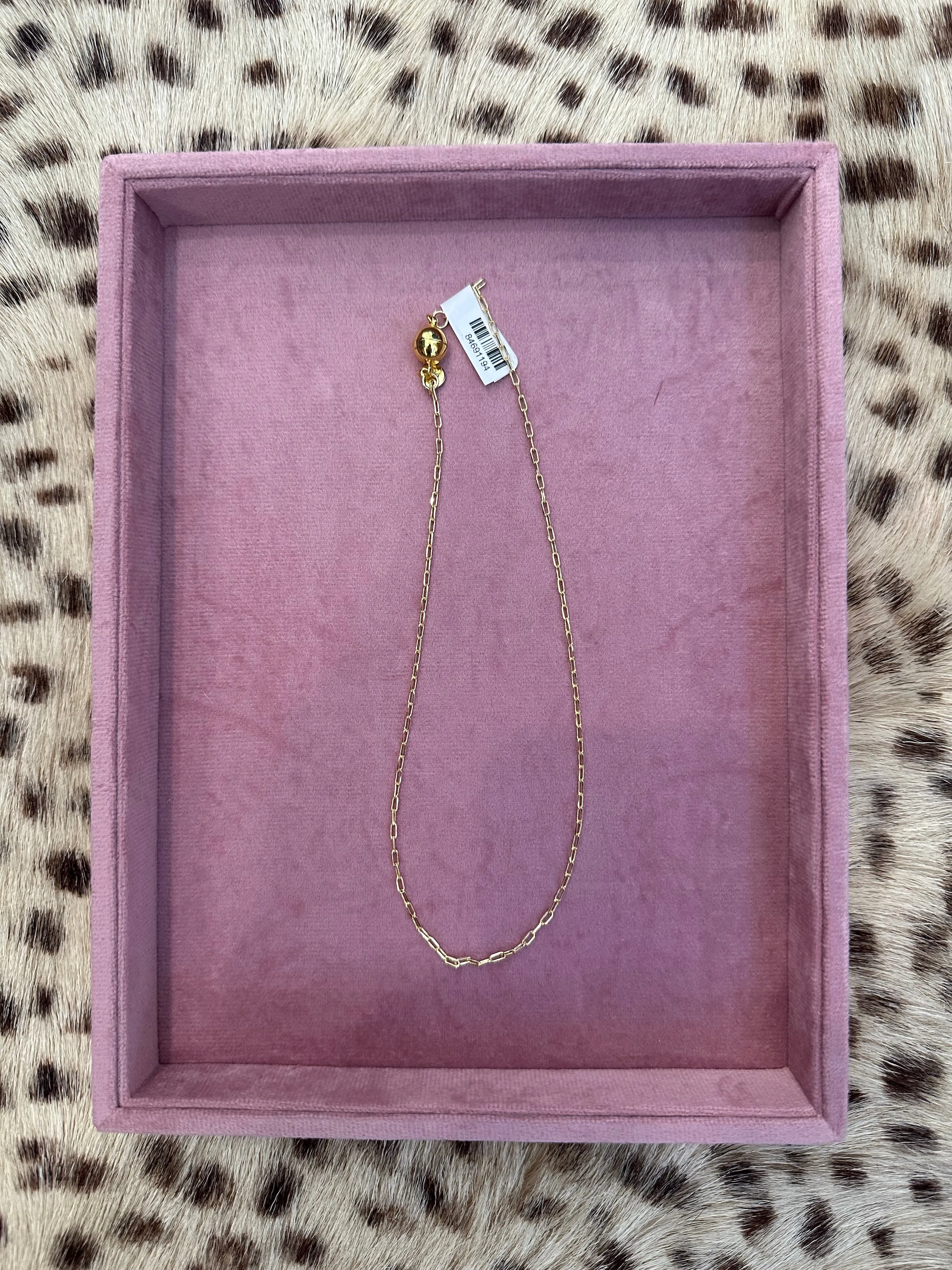 Paperclip Chain Necklace - Gold 16"