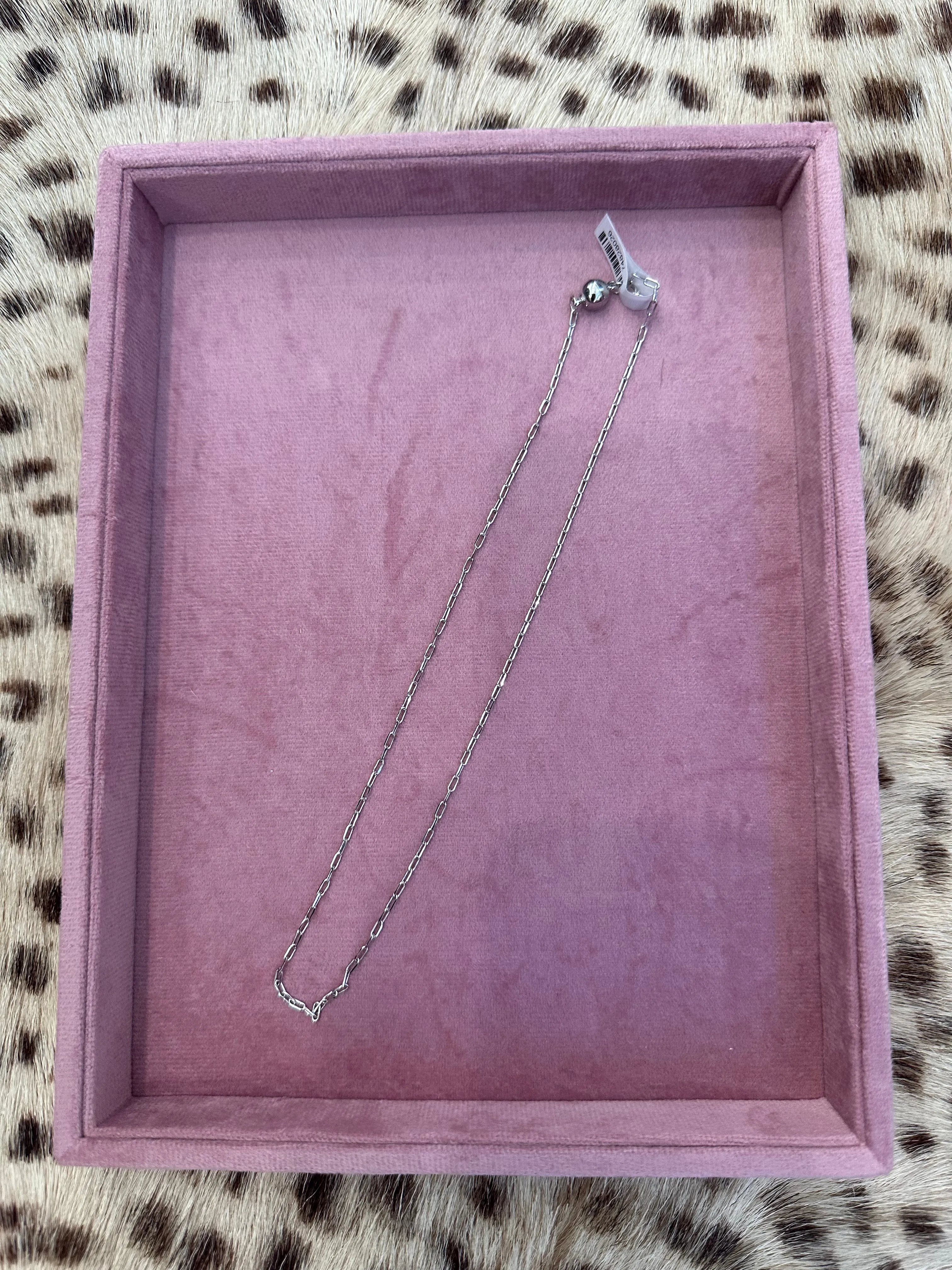 Paperclip Chain Necklace - Silver 16"