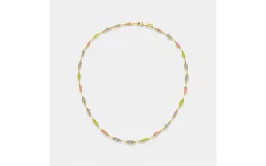 Paperclip Chain Necklace with Rainbow Color Baguettes