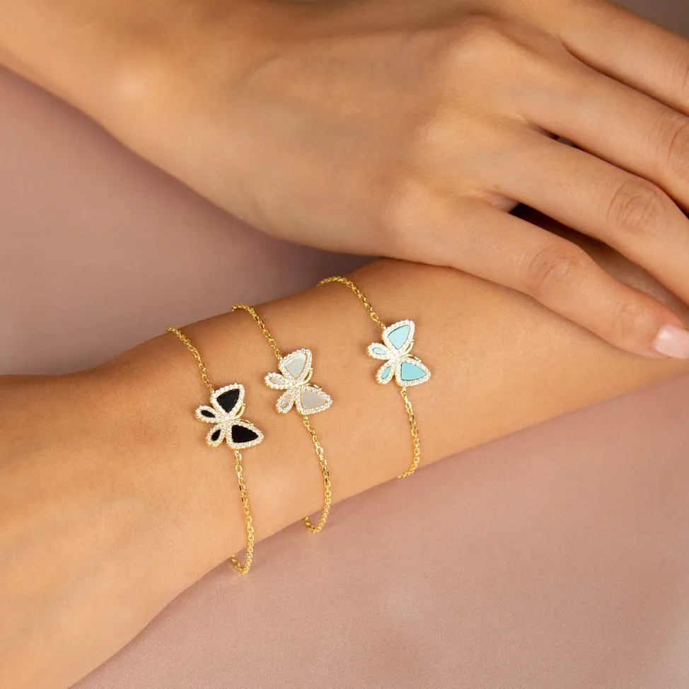 Pavé Gemstone Butterfly Bracelet