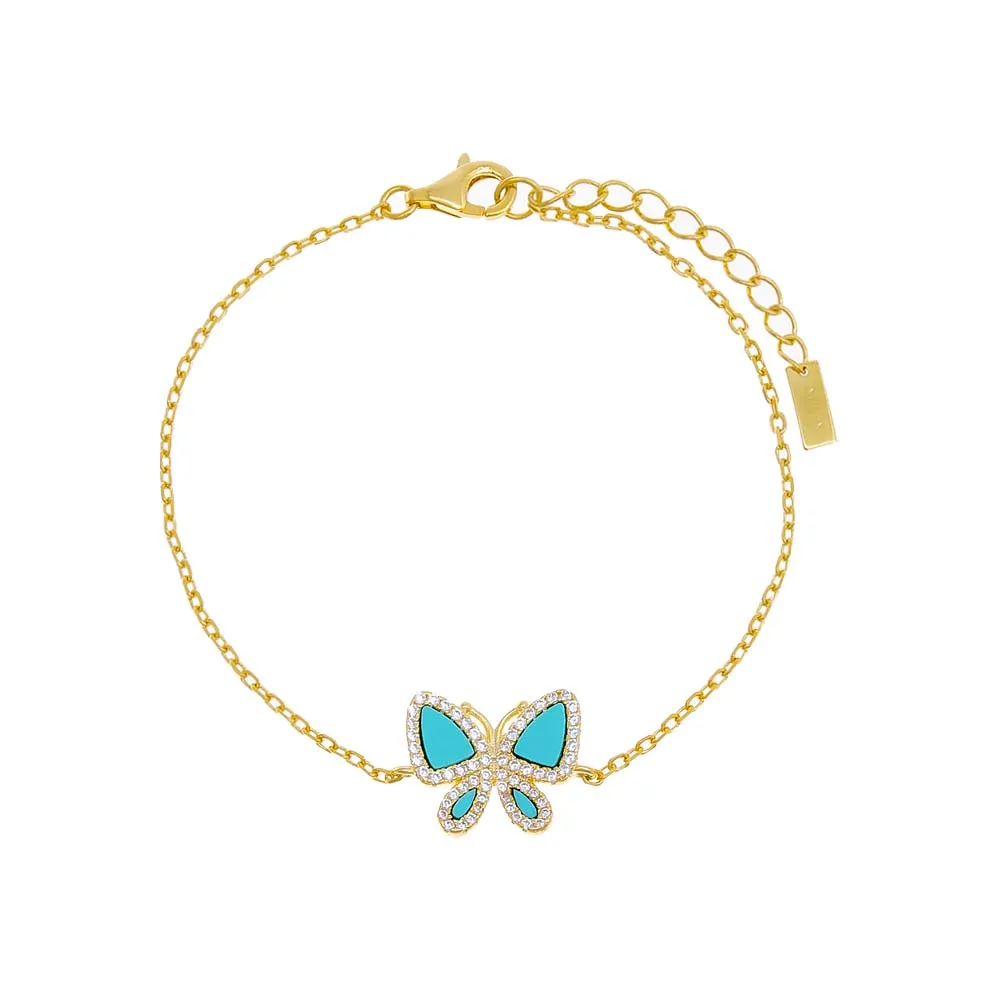 Pavé Gemstone Butterfly Bracelet