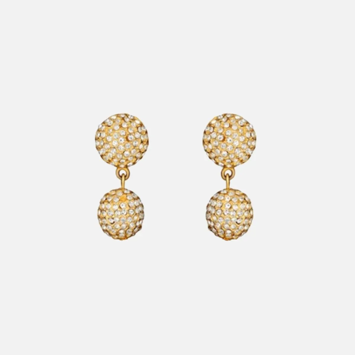 Pave Ball 2 Drop Earrings