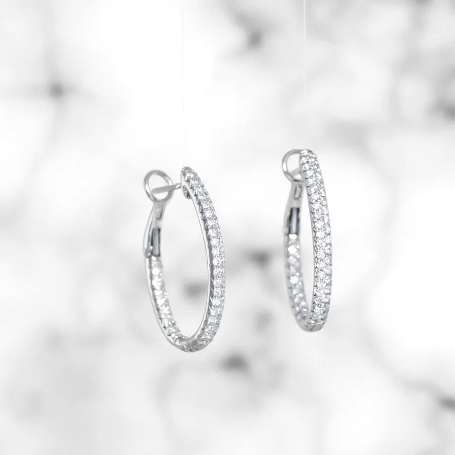 Pave Diamond Inside Out Hoop Earrings