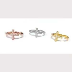 Pave Sideways Cross Ring