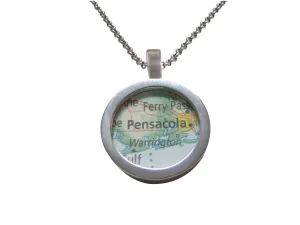 Pensacola Florida Map Pendant Necklace