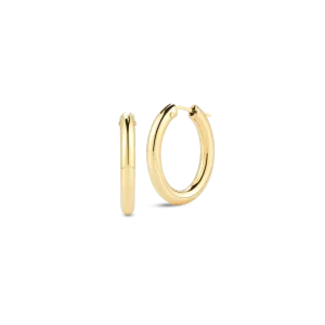 Perfect 18K Yellow Gold Medium Oval Hoop Earrings