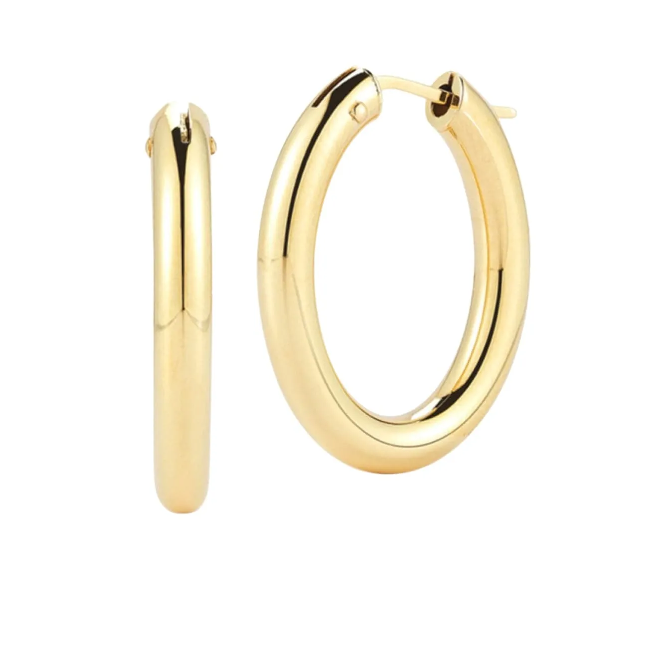 Perfect 18K Yellow Gold Medium Oval Hoop Earrings