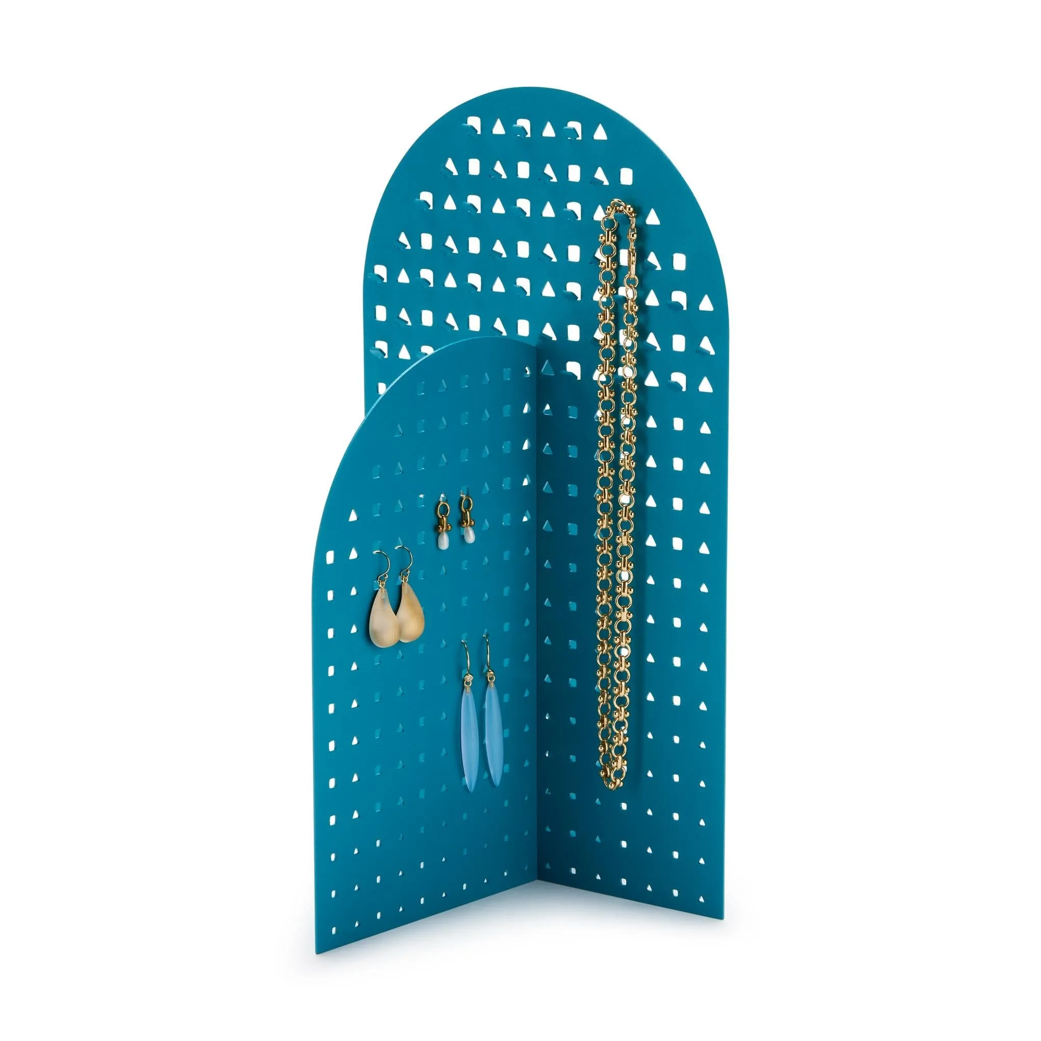 Perforated Jewelry Stand Teal
